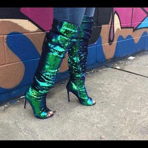 SEQUIN MERMAID THIGH HIGH BOOTS